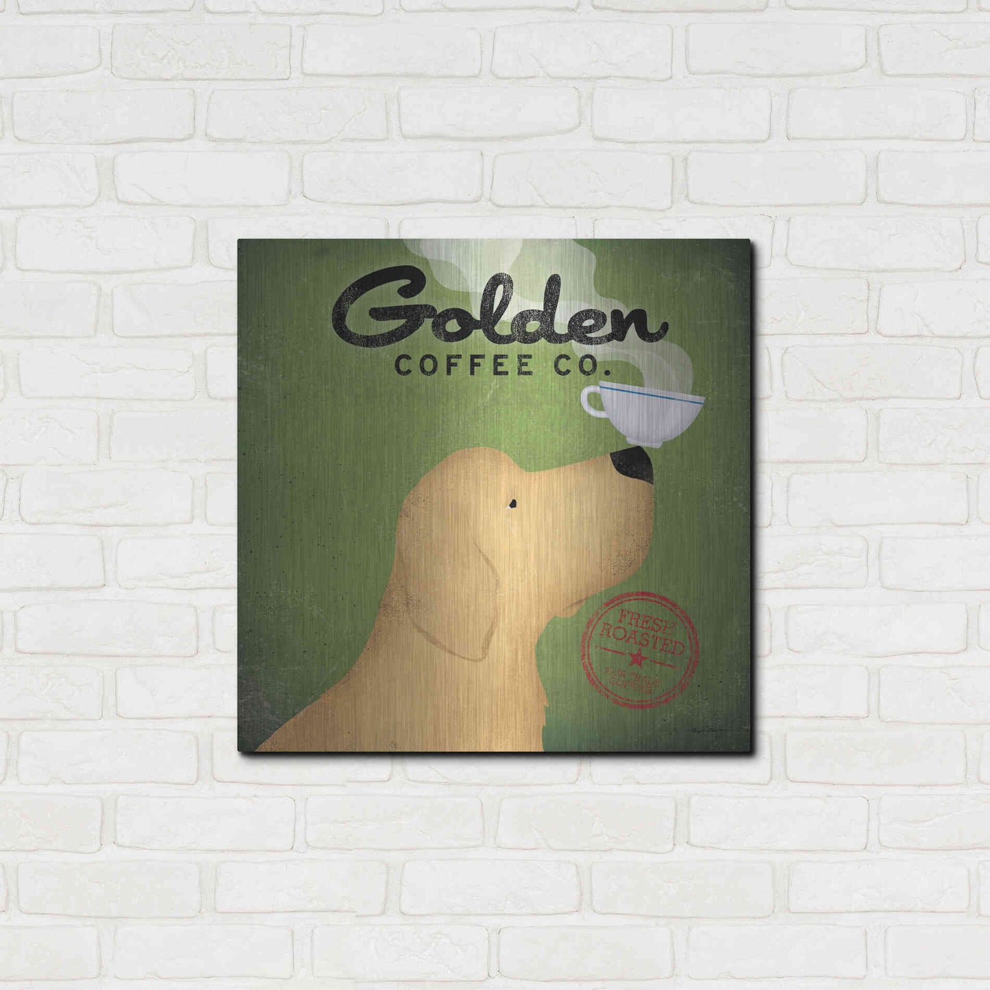 Luxe Metal Art 'Golden Coffee Co Square' by Ryan Fowler, Metal Wall Art,24x24
