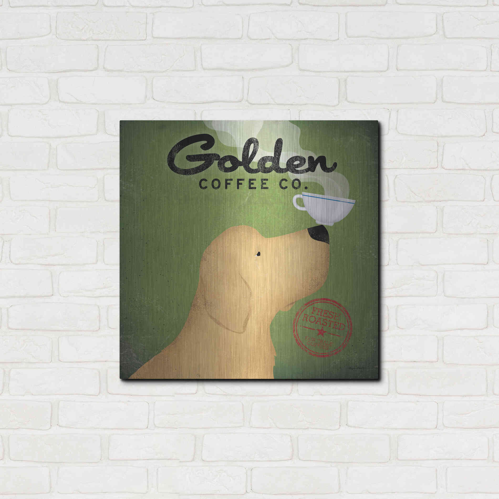 Luxe Metal Art 'Golden Coffee Co Square' by Ryan Fowler, Metal Wall Art,24x24