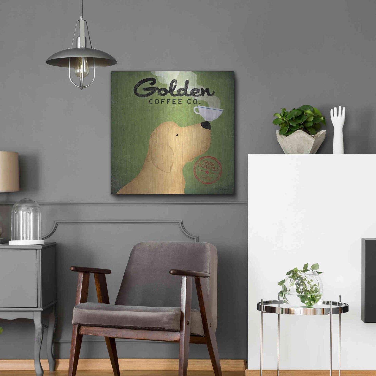 Luxe Metal Art 'Golden Coffee Co Square' by Ryan Fowler, Metal Wall Art,24x24
