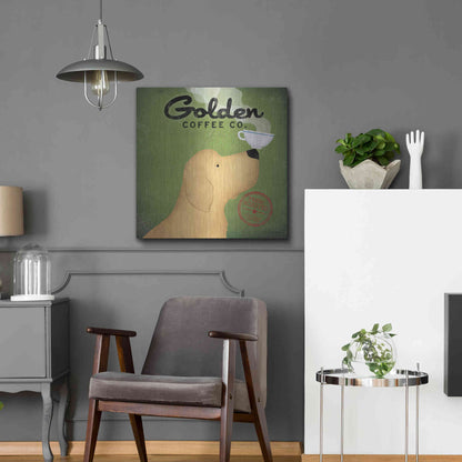 Luxe Metal Art 'Golden Coffee Co Square' by Ryan Fowler, Metal Wall Art,24x24