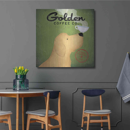 Luxe Metal Art 'Golden Coffee Co Square' by Ryan Fowler, Metal Wall Art,36x36