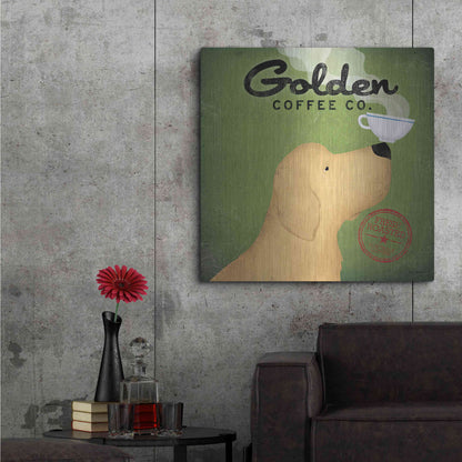 Luxe Metal Art 'Golden Coffee Co Square' by Ryan Fowler, Metal Wall Art,36x36