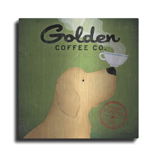 Luxe Metal Art 'Golden Coffee Co Square' by Ryan Fowler, Metal Wall Art