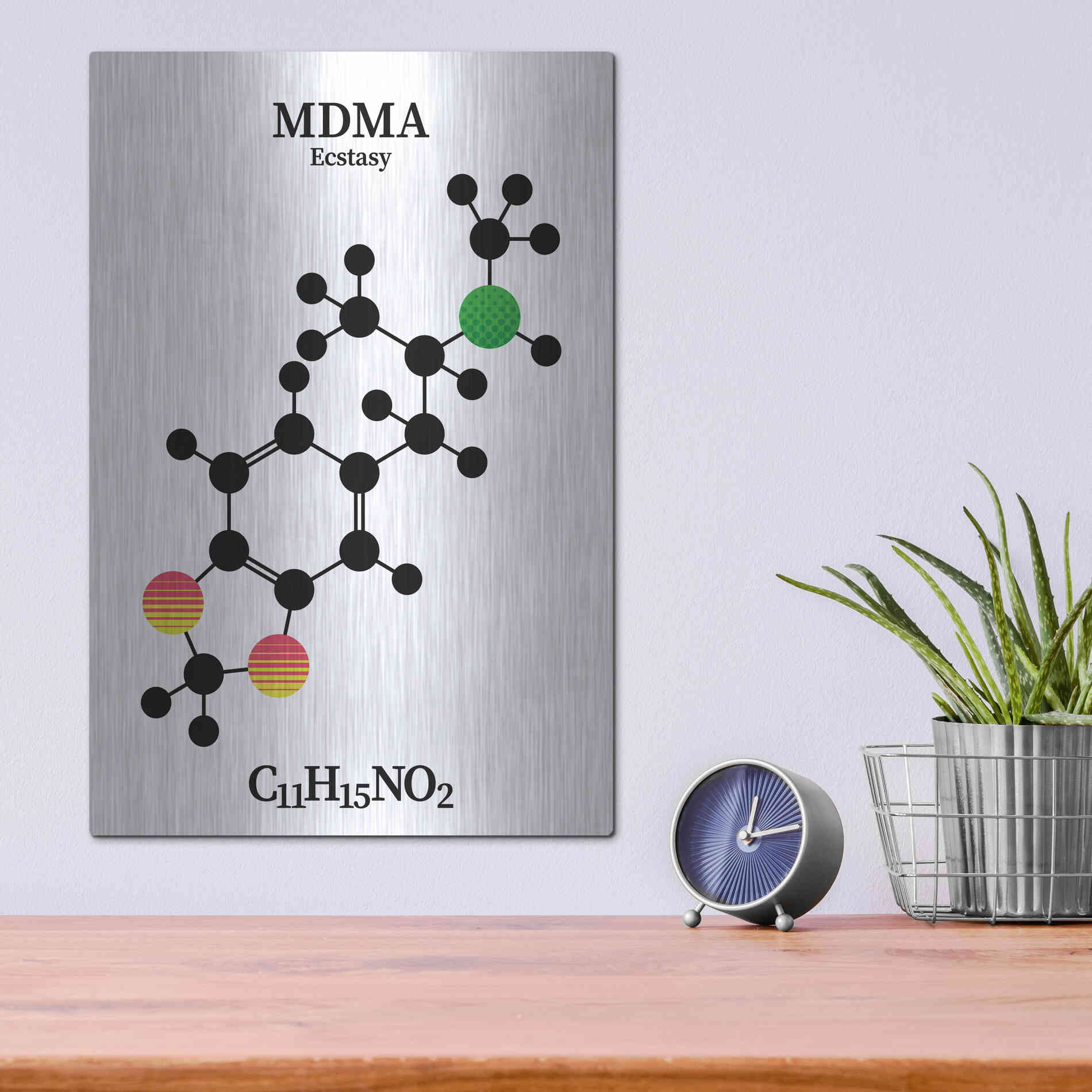 Luxe Metal Art 'MDMA Molecule' by Luxe Portfolio, Metal Wall Art,12x16