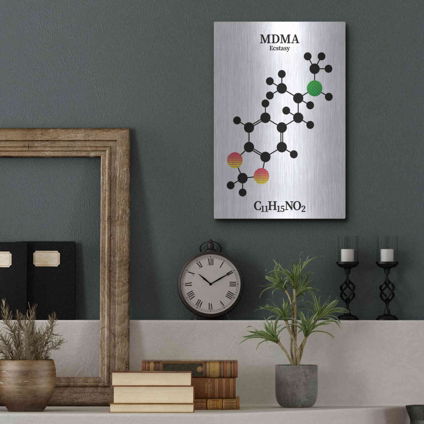 Luxe Metal Art 'MDMA Molecule' by Luxe Portfolio, Metal Wall Art,12x16