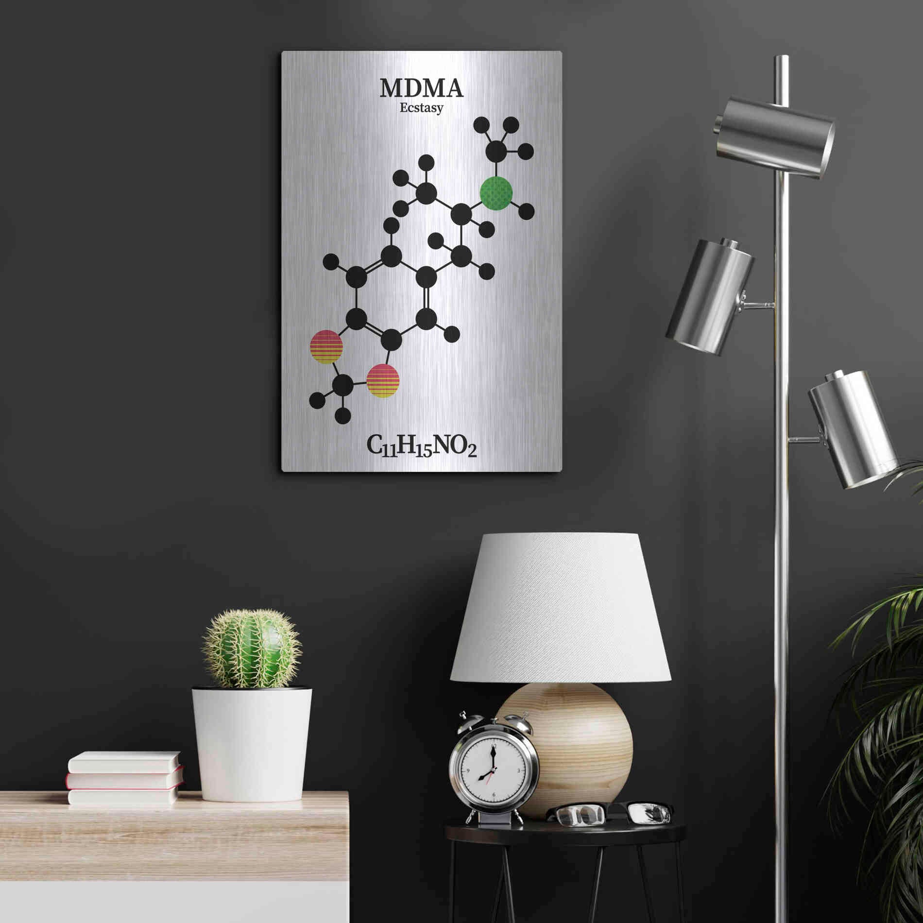 Luxe Metal Art 'MDMA Molecule' by Luxe Portfolio, Metal Wall Art,16x24