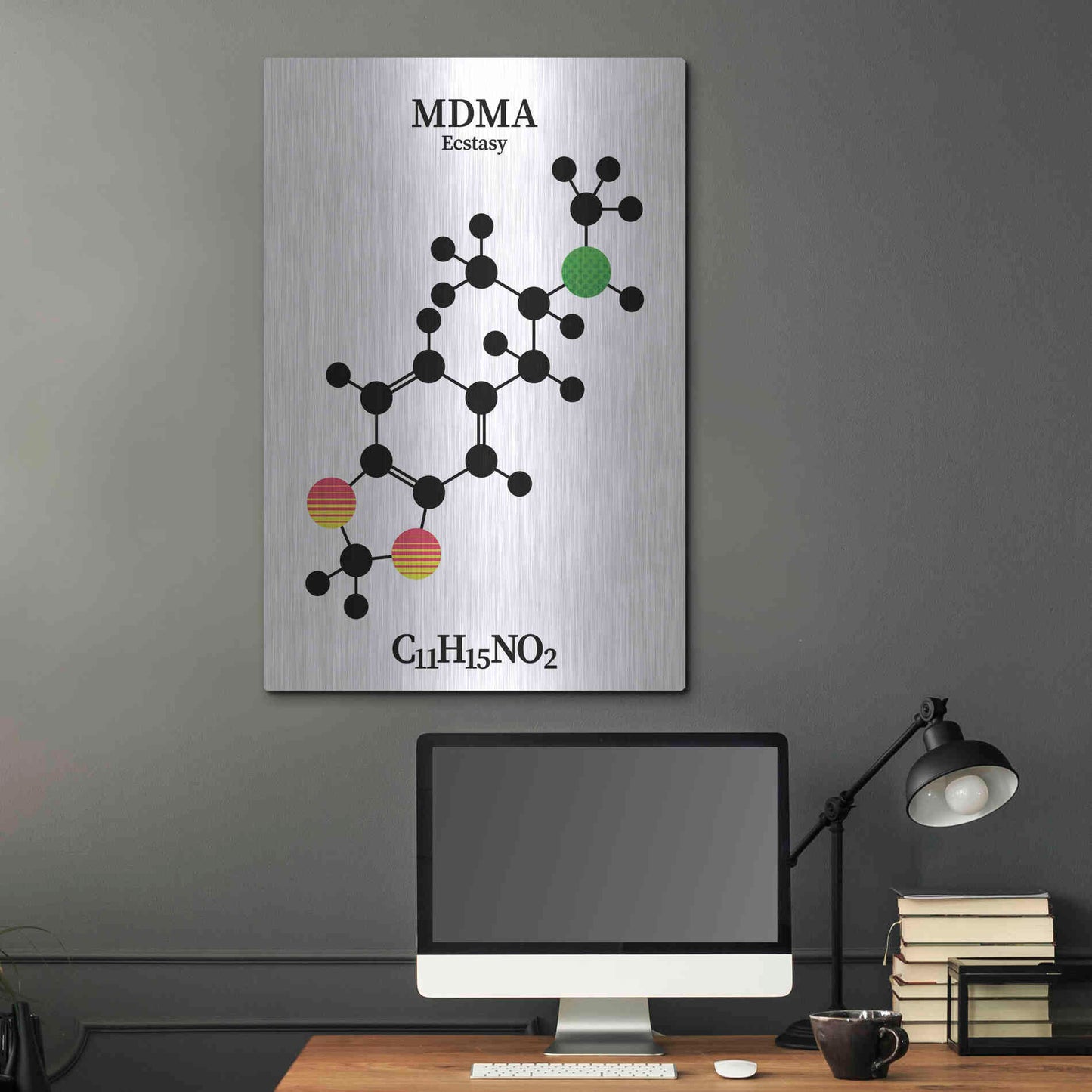 Luxe Metal Art 'MDMA Molecule' by Luxe Portfolio, Metal Wall Art,24x36