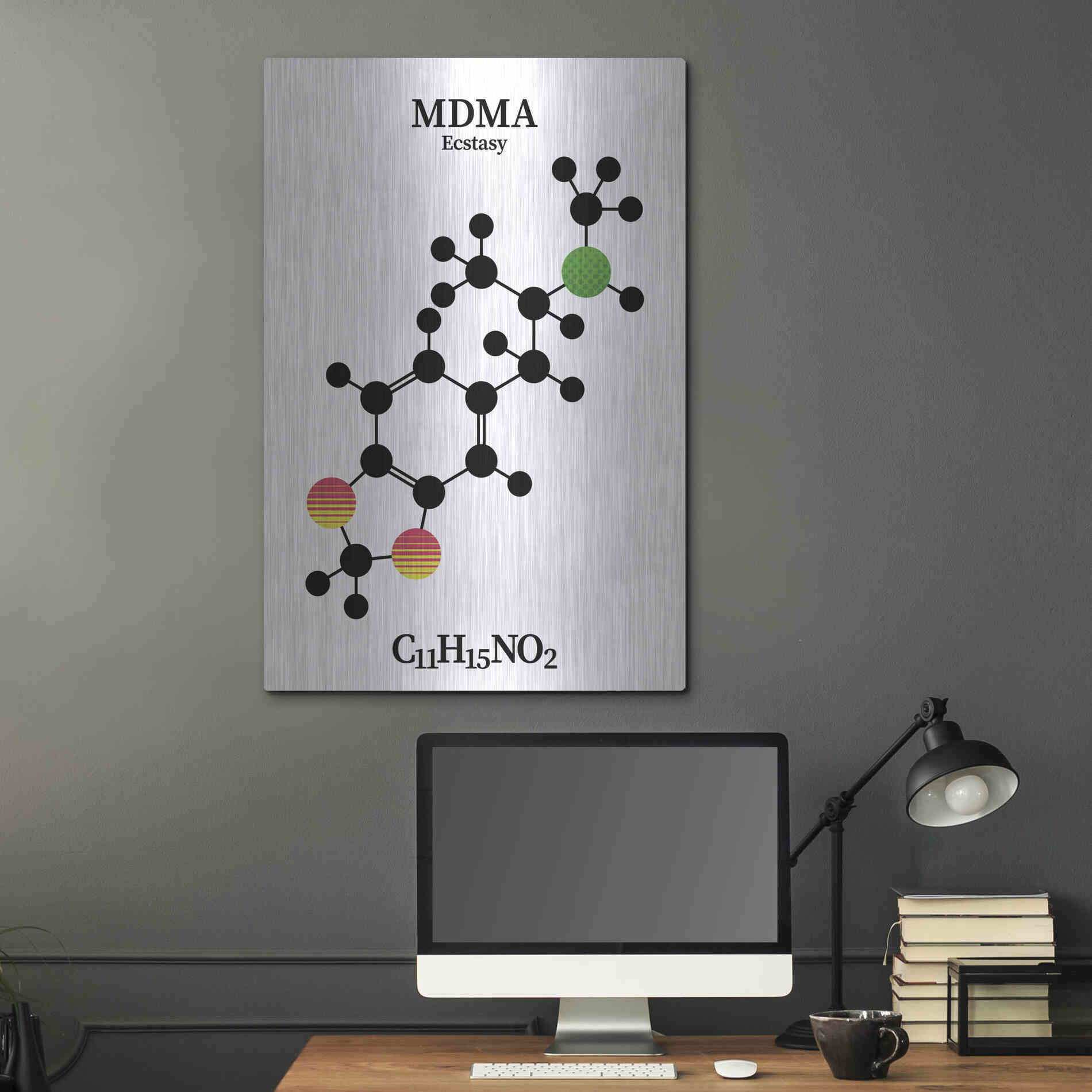 Luxe Metal Art 'MDMA Molecule' by Luxe Portfolio, Metal Wall Art,24x36