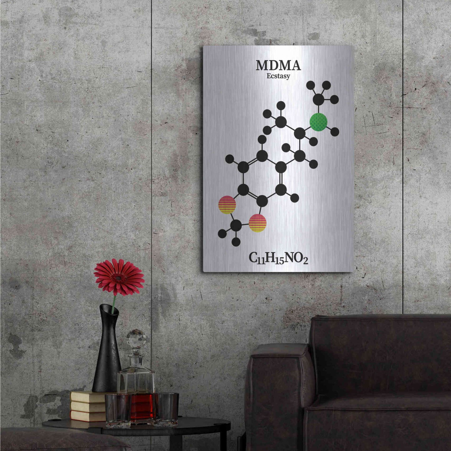 Luxe Metal Art 'MDMA Molecule' by Luxe Portfolio, Metal Wall Art,24x36