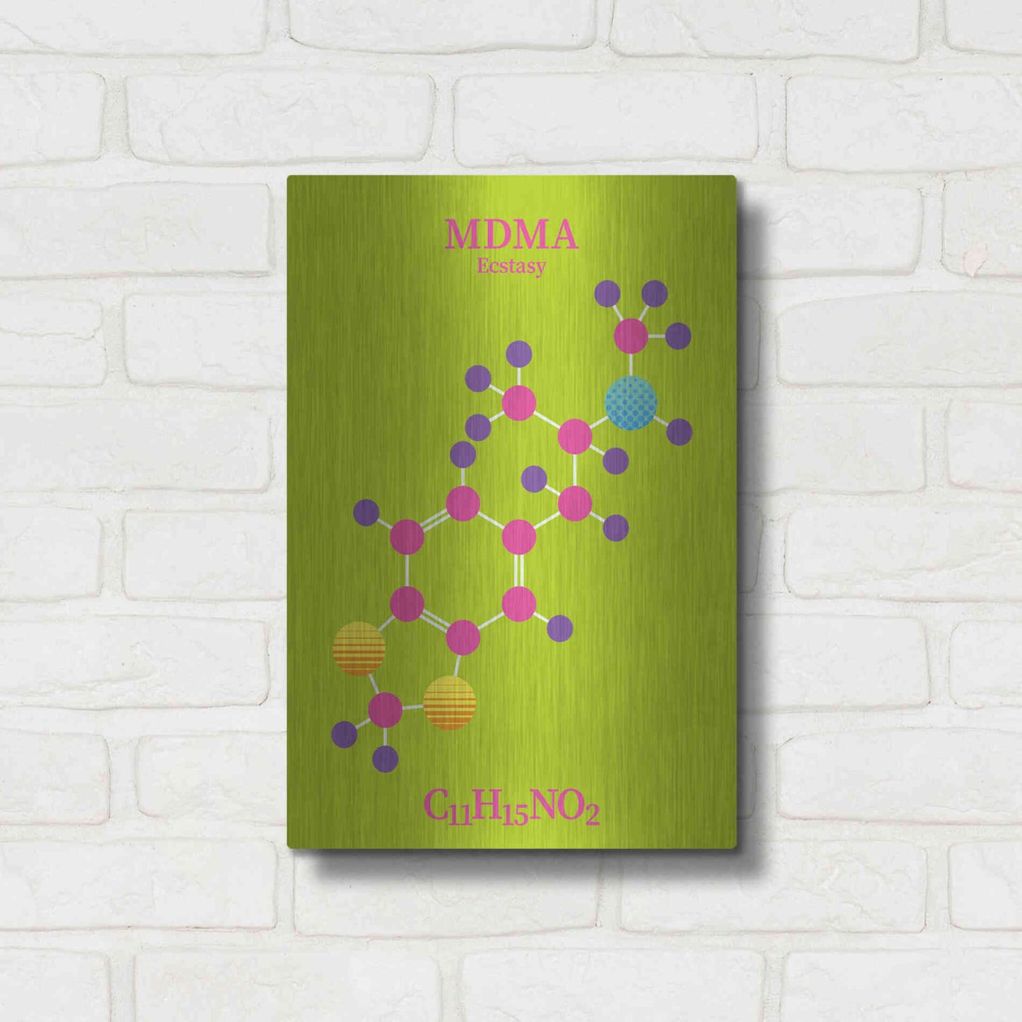 Luxe Metal Art 'MDMA Molecule 2' by Luxe Portfolio, Metal Wall Art,12x16