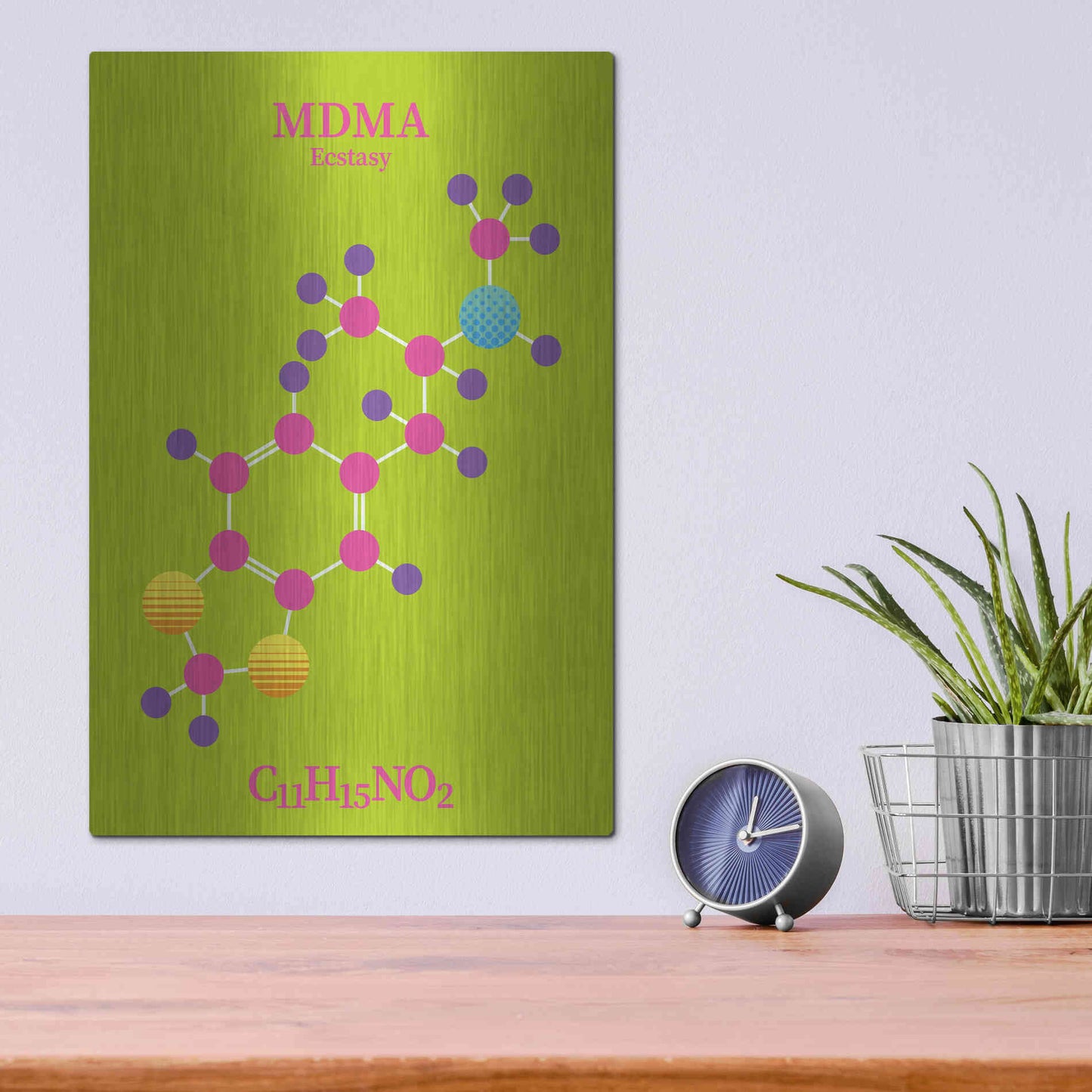 Luxe Metal Art 'MDMA Molecule 2' by Luxe Portfolio, Metal Wall Art,12x16