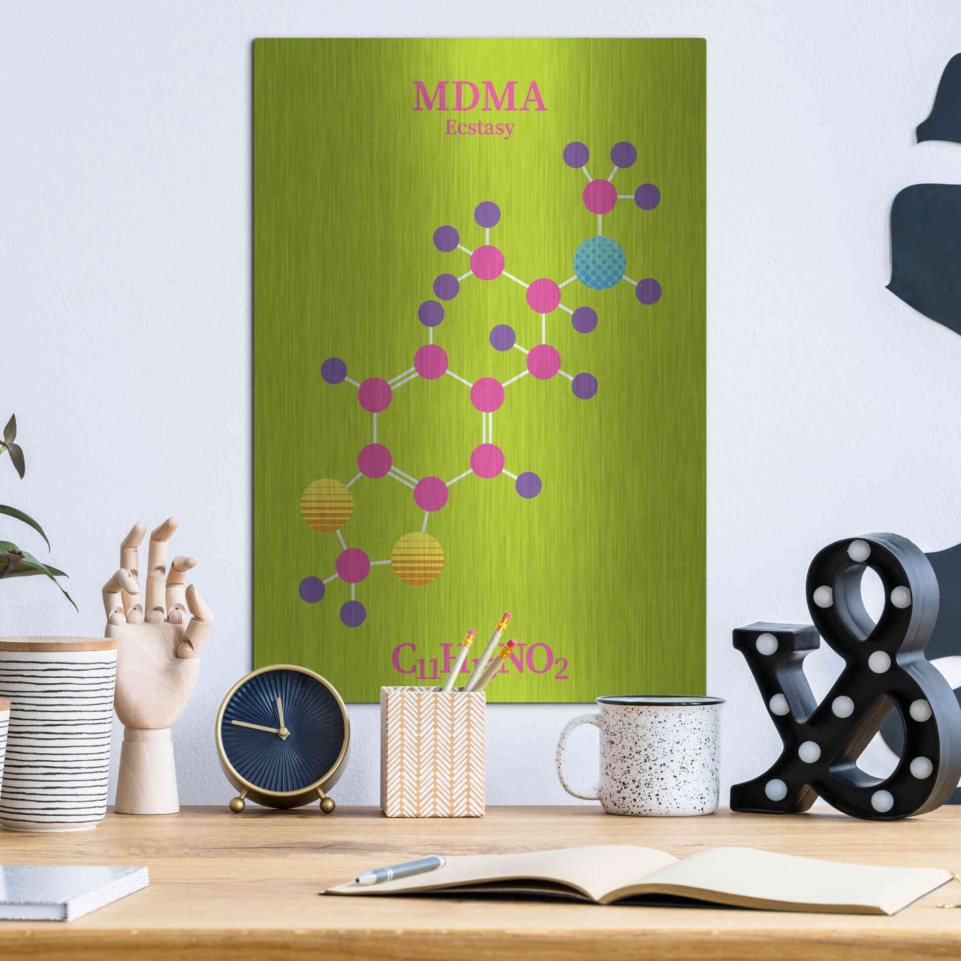 Luxe Metal Art 'MDMA Molecule 2' by Luxe Portfolio, Metal Wall Art,12x16