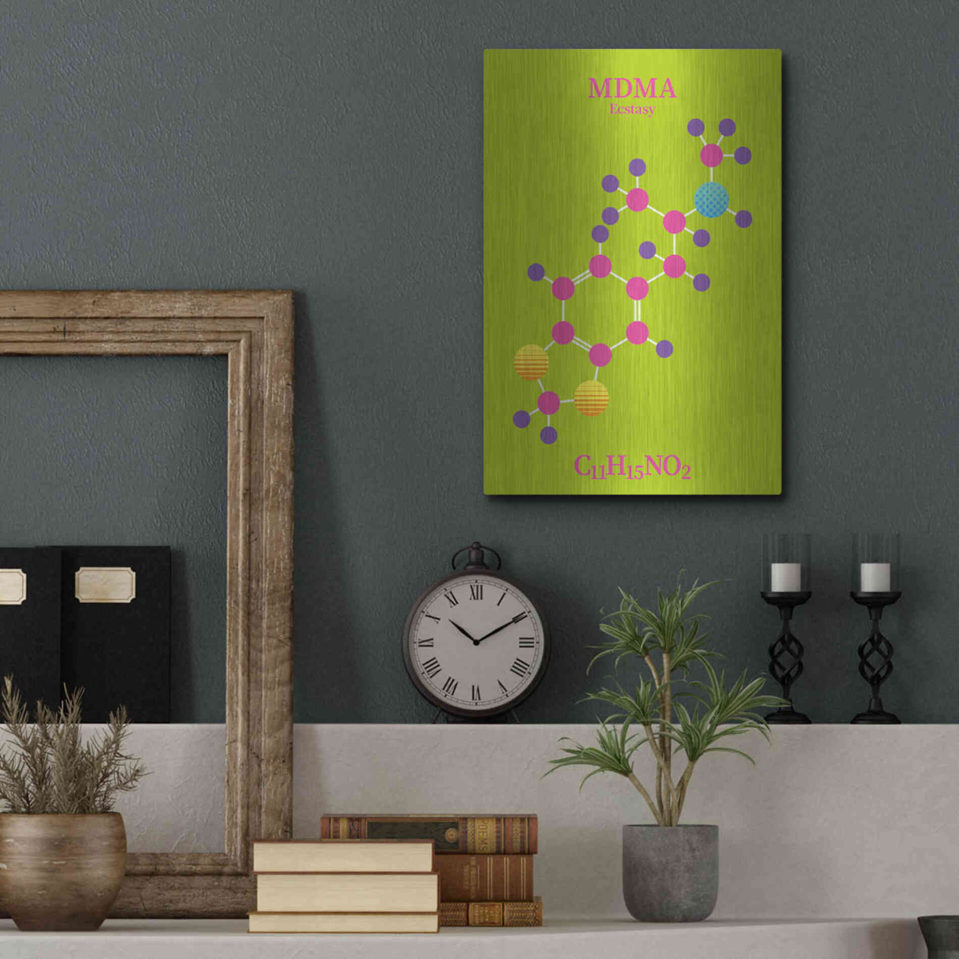 Luxe Metal Art 'MDMA Molecule 2' by Luxe Portfolio, Metal Wall Art,12x16