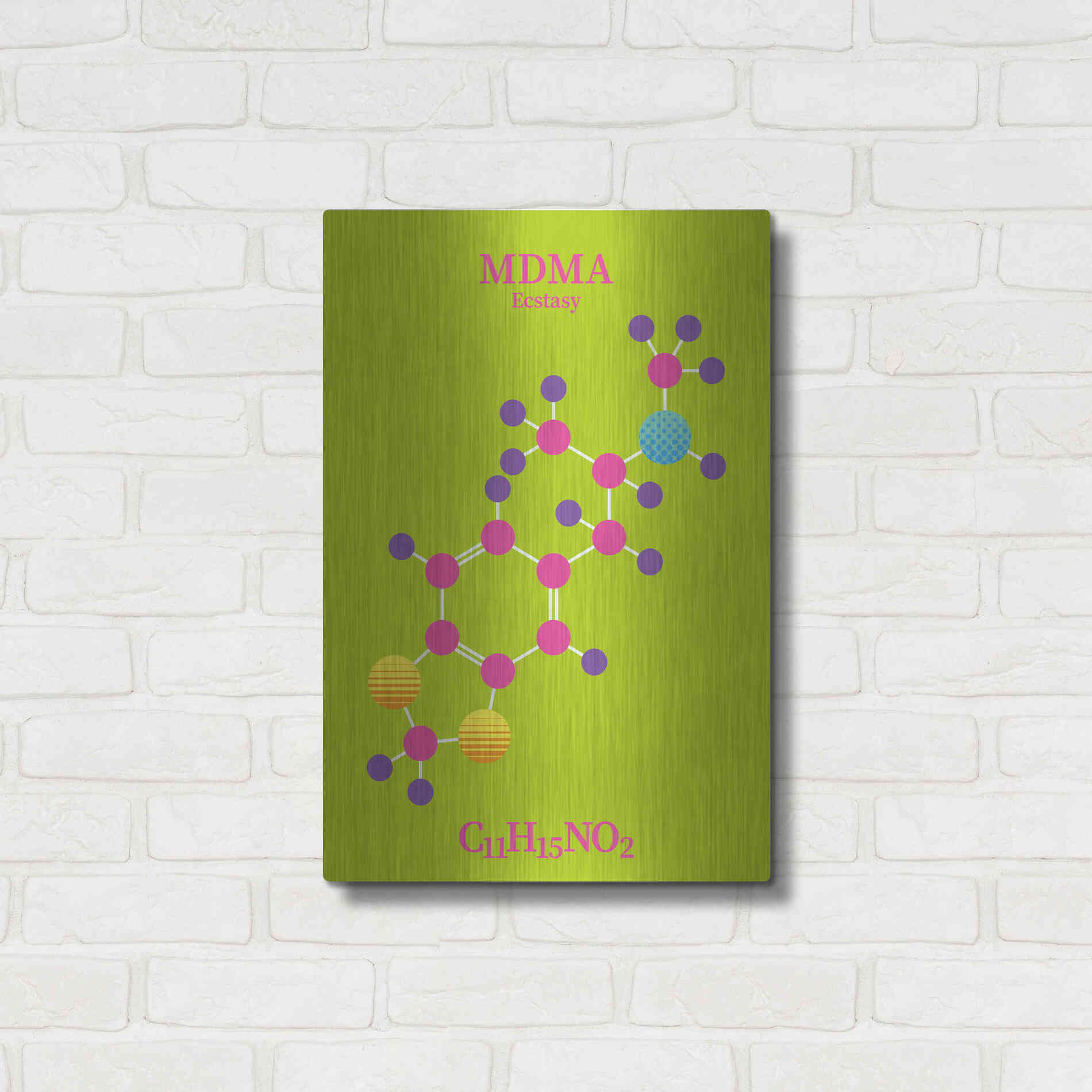 Luxe Metal Art 'MDMA Molecule 2' by Luxe Portfolio, Metal Wall Art,16x24