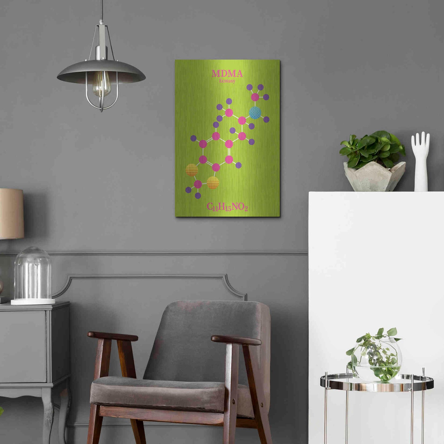 Luxe Metal Art 'MDMA Molecule 2' by Luxe Portfolio, Metal Wall Art,16x24