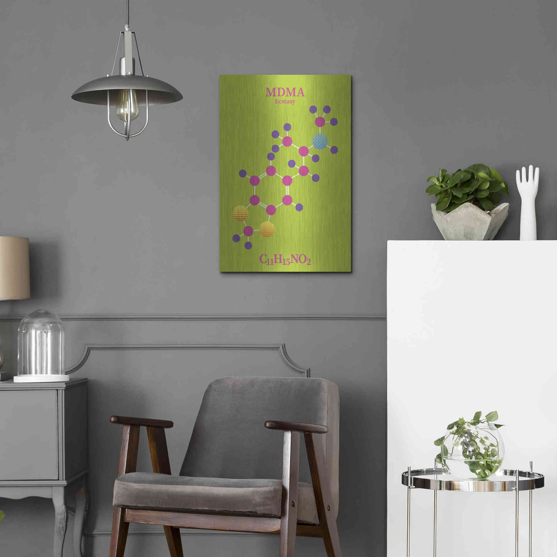 Luxe Metal Art 'MDMA Molecule 2' by Luxe Portfolio, Metal Wall Art,16x24