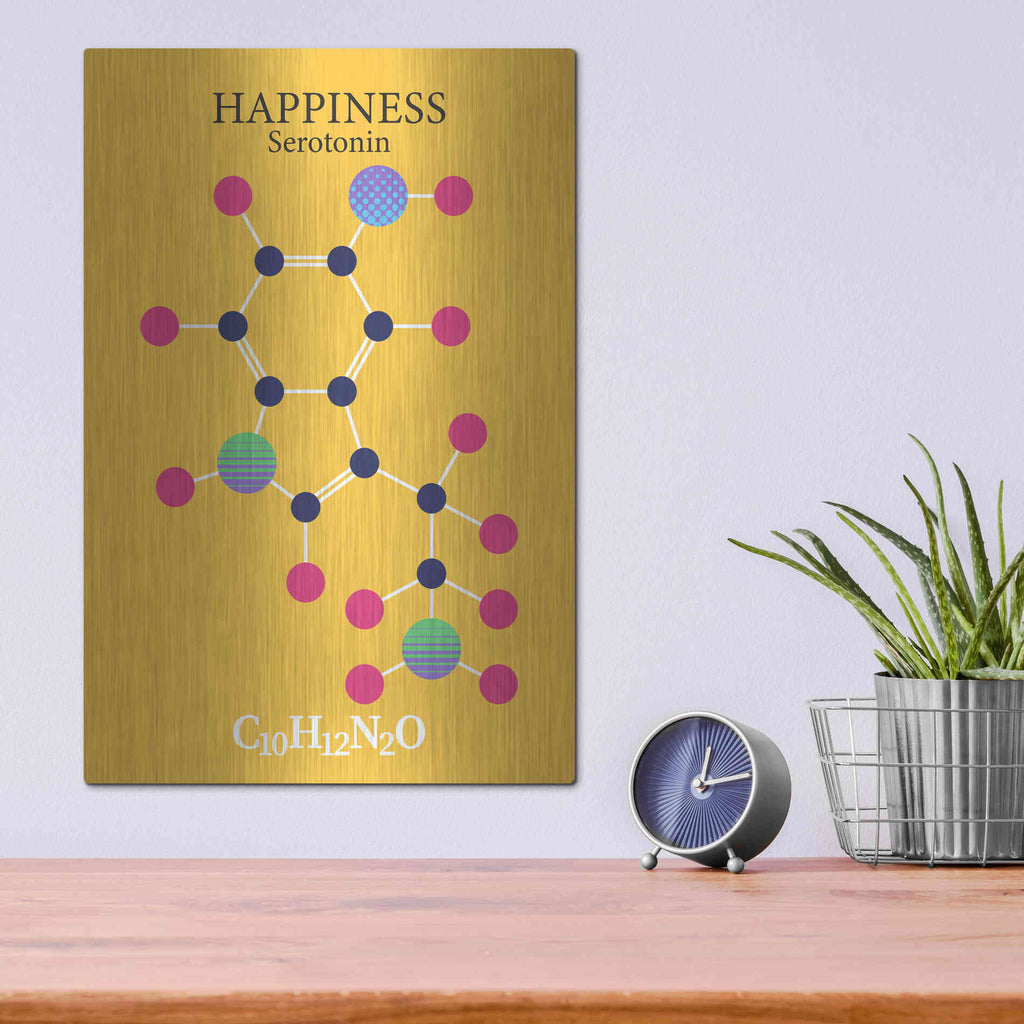 Luxe Metal Art 'Serotonin Molecule 2' by Luxe Portfolio, Metal Wall Art,12x16