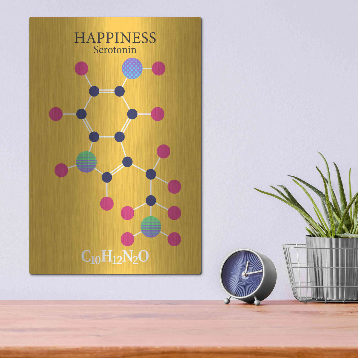 Luxe Metal Art 'Serotonin Molecule 2' by Luxe Portfolio, Metal Wall Art,12x16