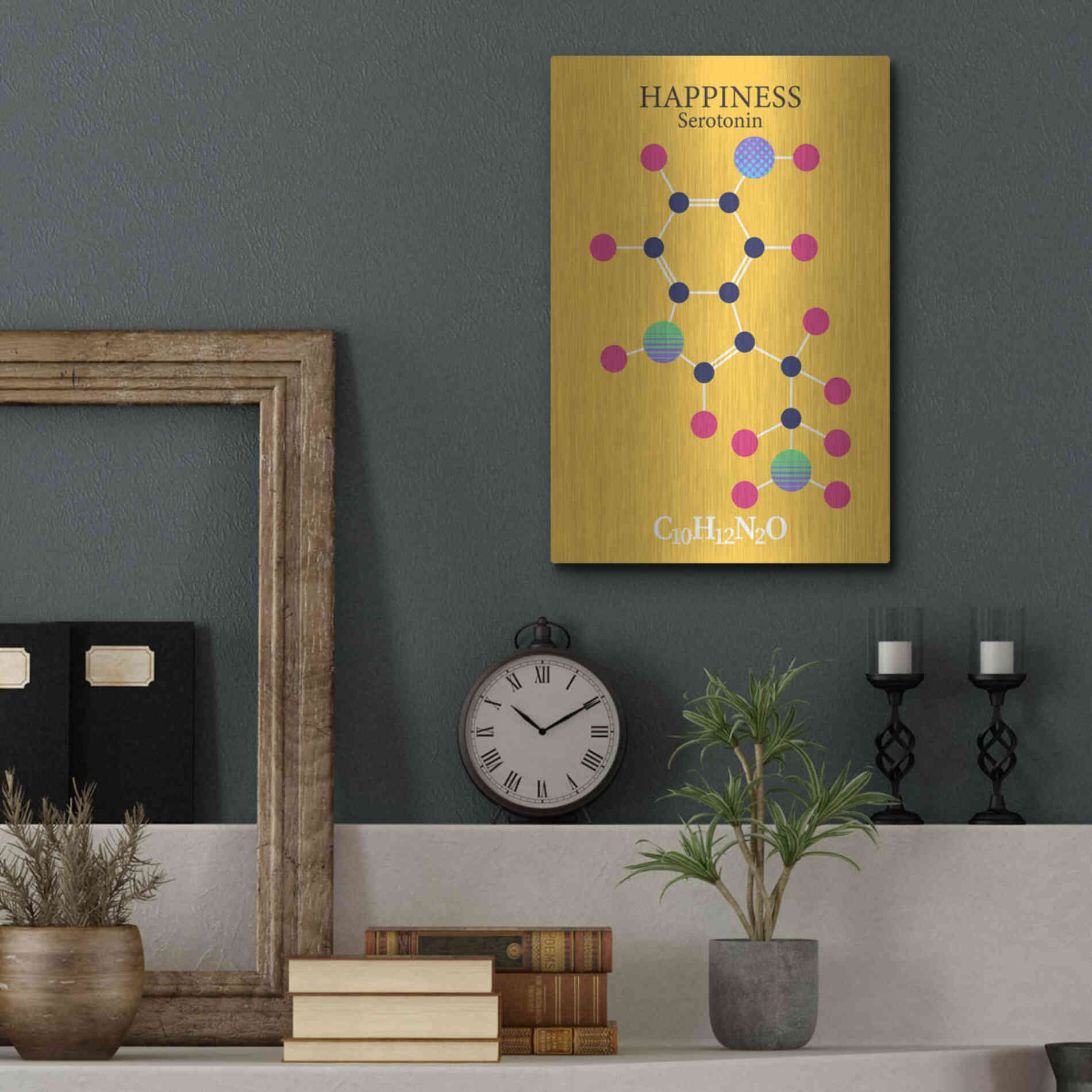 Luxe Metal Art 'Serotonin Molecule 2' by Luxe Portfolio, Metal Wall Art,12x16