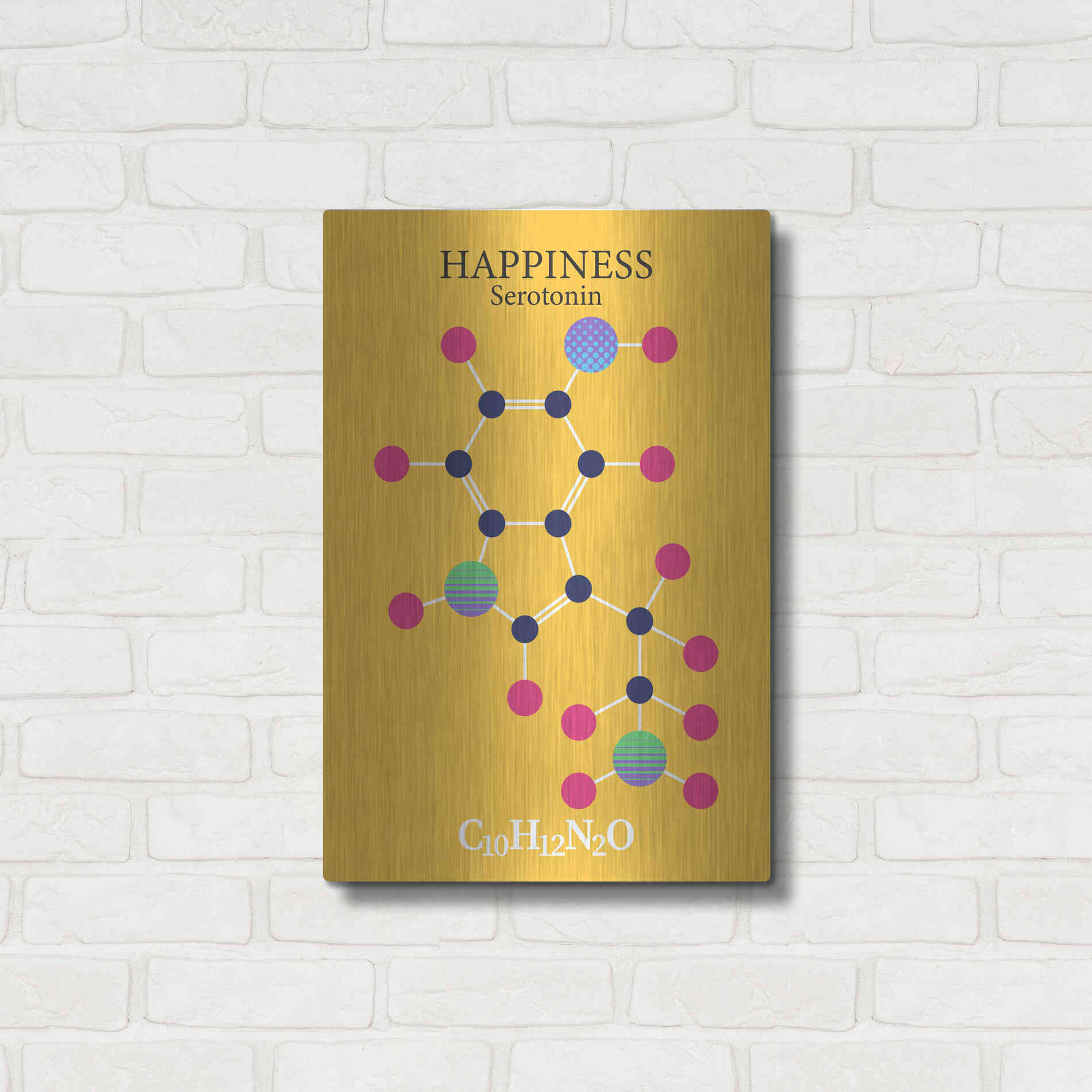 Luxe Metal Art 'Serotonin Molecule 2' by Luxe Portfolio, Metal Wall Art,16x24