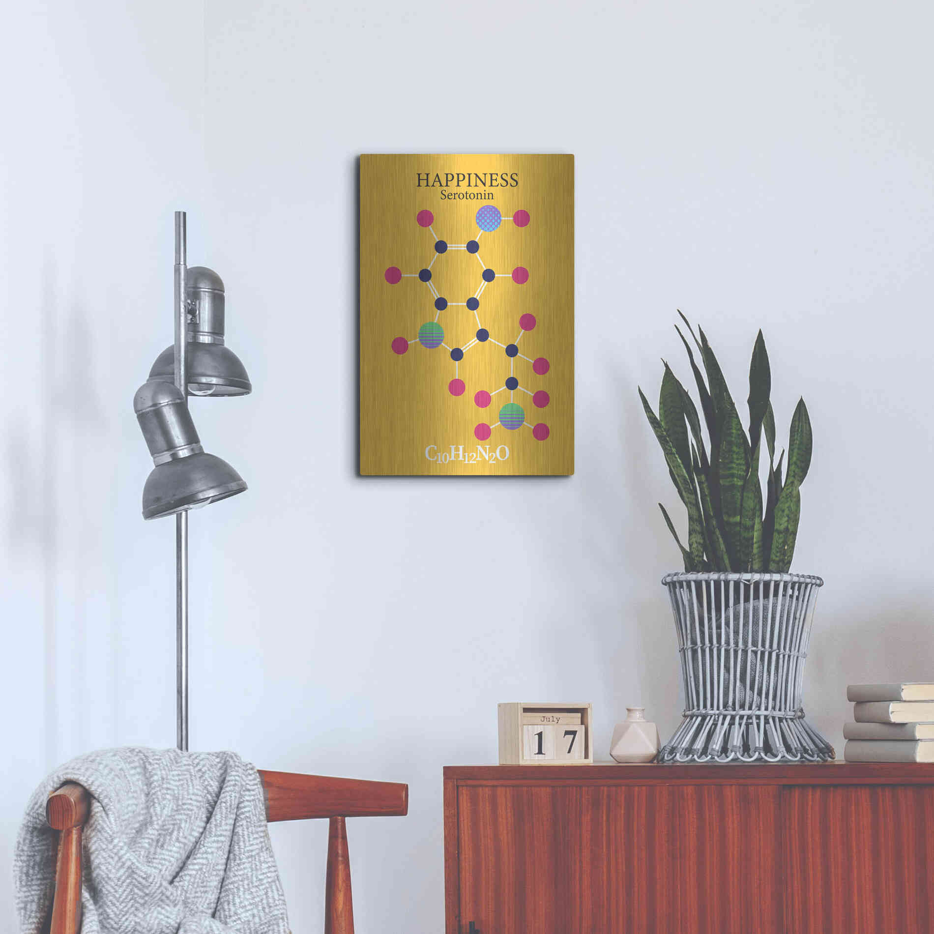 Luxe Metal Art 'Serotonin Molecule 2' by Luxe Portfolio, Metal Wall Art,16x24