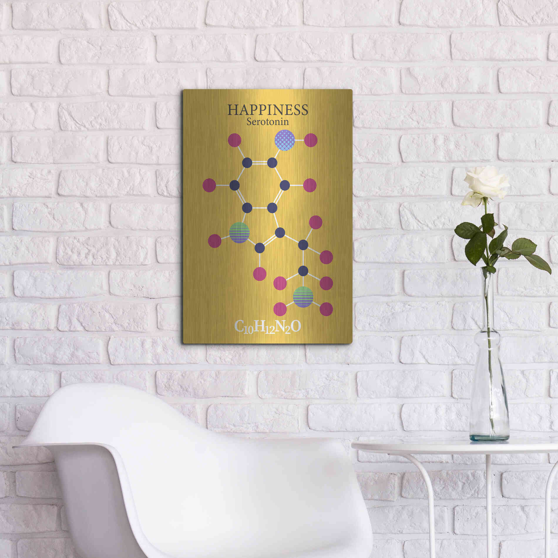 Luxe Metal Art 'Serotonin Molecule 2' by Luxe Portfolio, Metal Wall Art,16x24