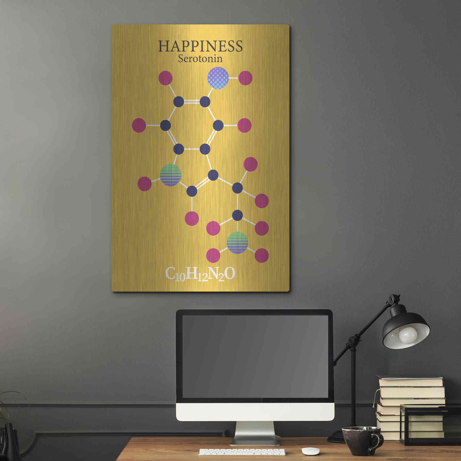 Luxe Metal Art 'Serotonin Molecule 2' by Luxe Portfolio, Metal Wall Art,24x36