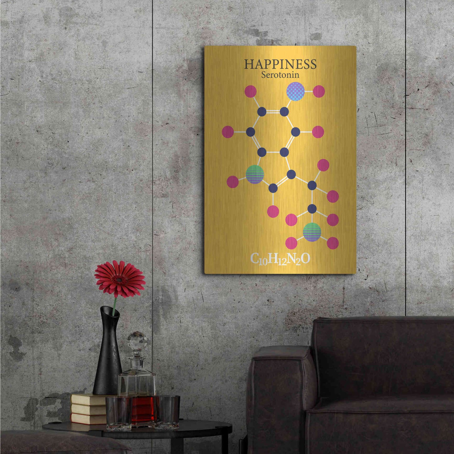 Luxe Metal Art 'Serotonin Molecule 2' by Luxe Portfolio, Metal Wall Art,24x36