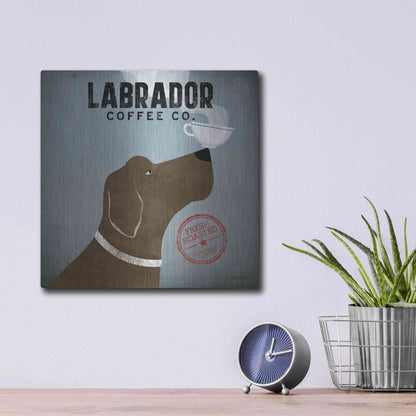 Luxe Metal Art 'Labrador Coffee Co' by Ryan Fowler, Metal Wall Art,12x12