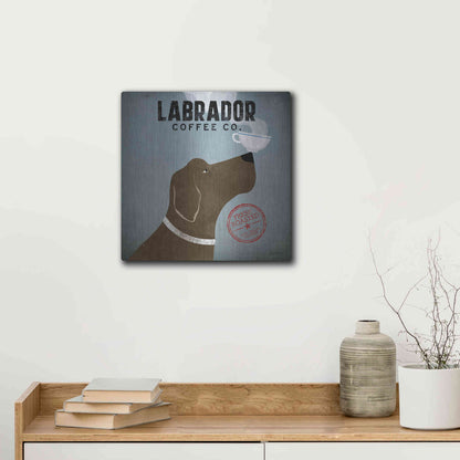 Luxe Metal Art 'Labrador Coffee Co' by Ryan Fowler, Metal Wall Art,12x12
