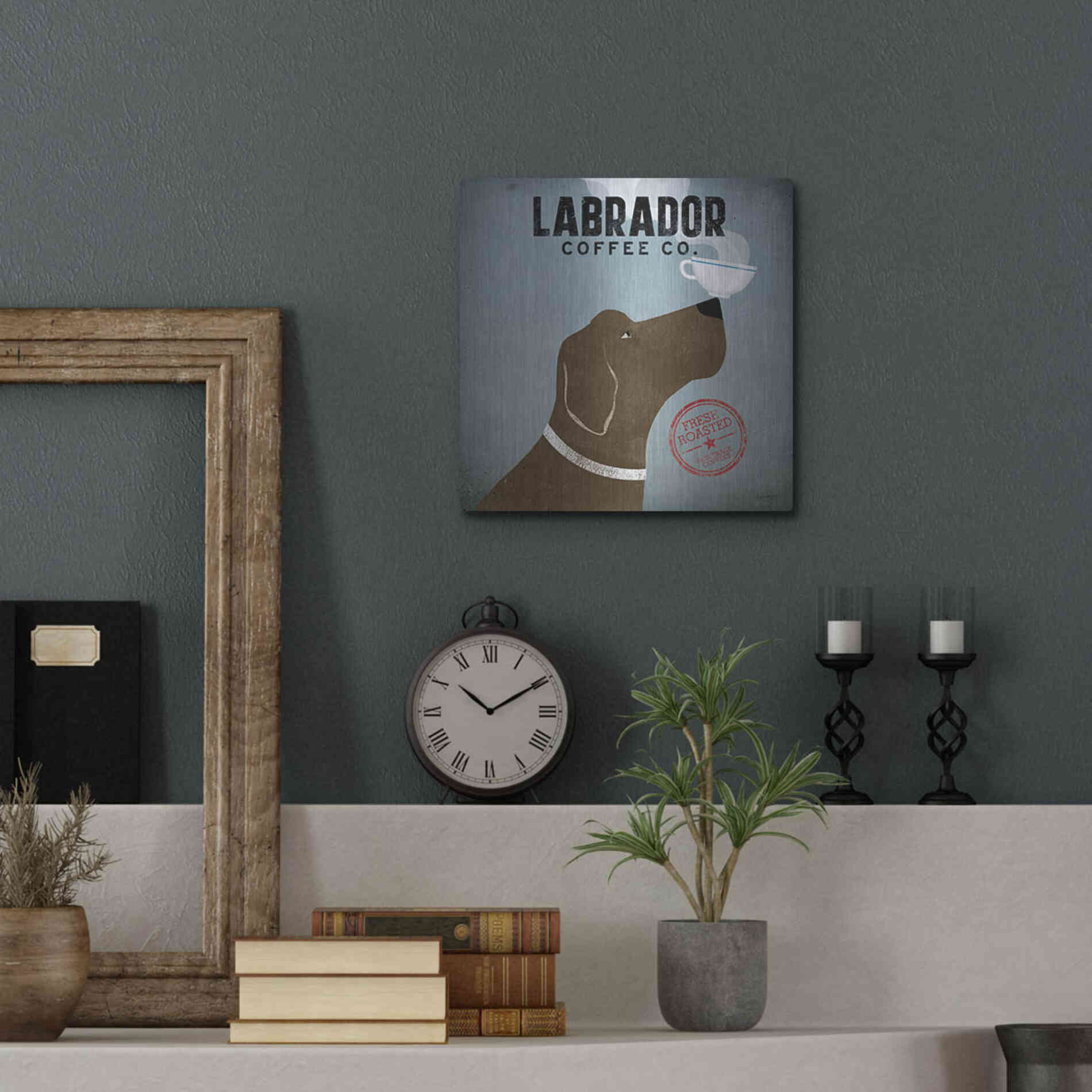 Luxe Metal Art 'Labrador Coffee Co' by Ryan Fowler, Metal Wall Art,12x12