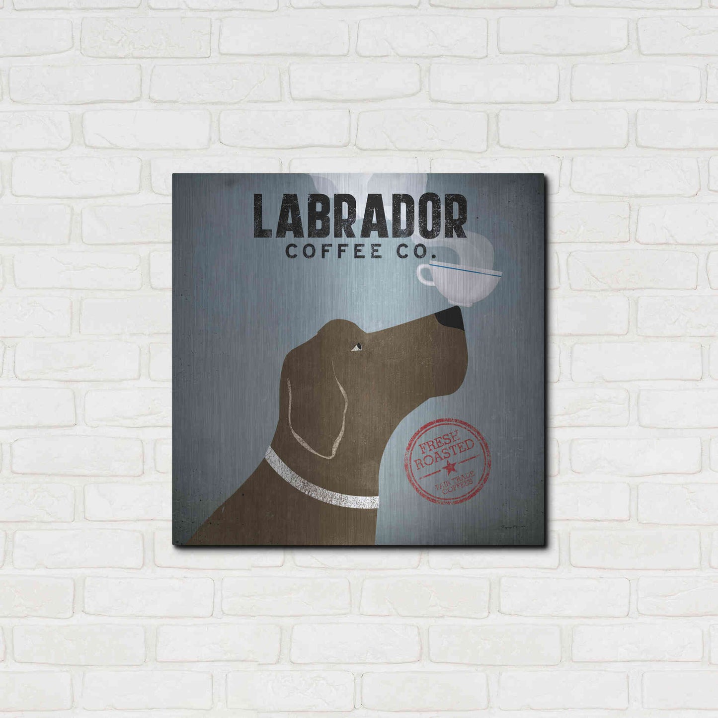 Luxe Metal Art 'Labrador Coffee Co' by Ryan Fowler, Metal Wall Art,24x24