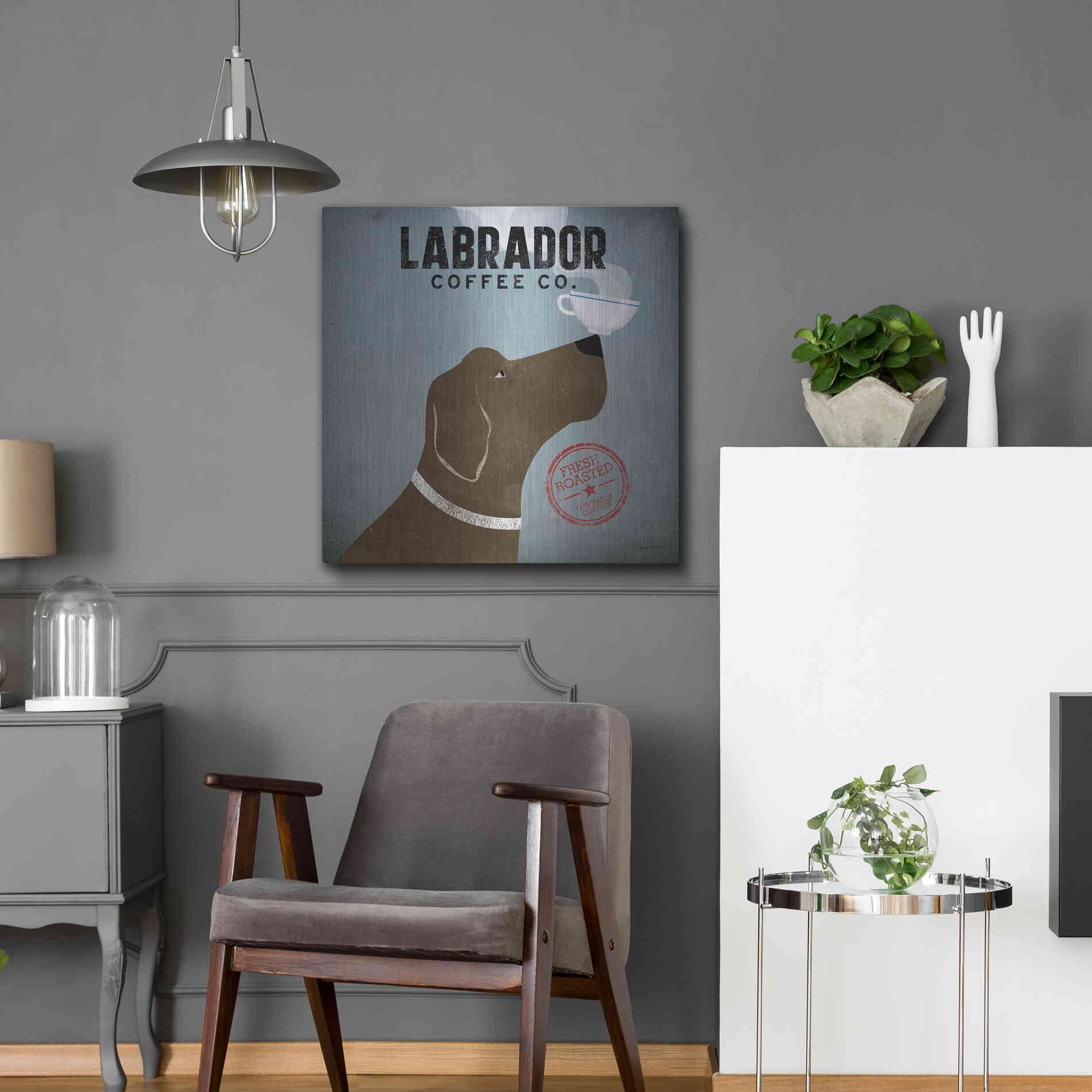 Luxe Metal Art 'Labrador Coffee Co' by Ryan Fowler, Metal Wall Art,24x24