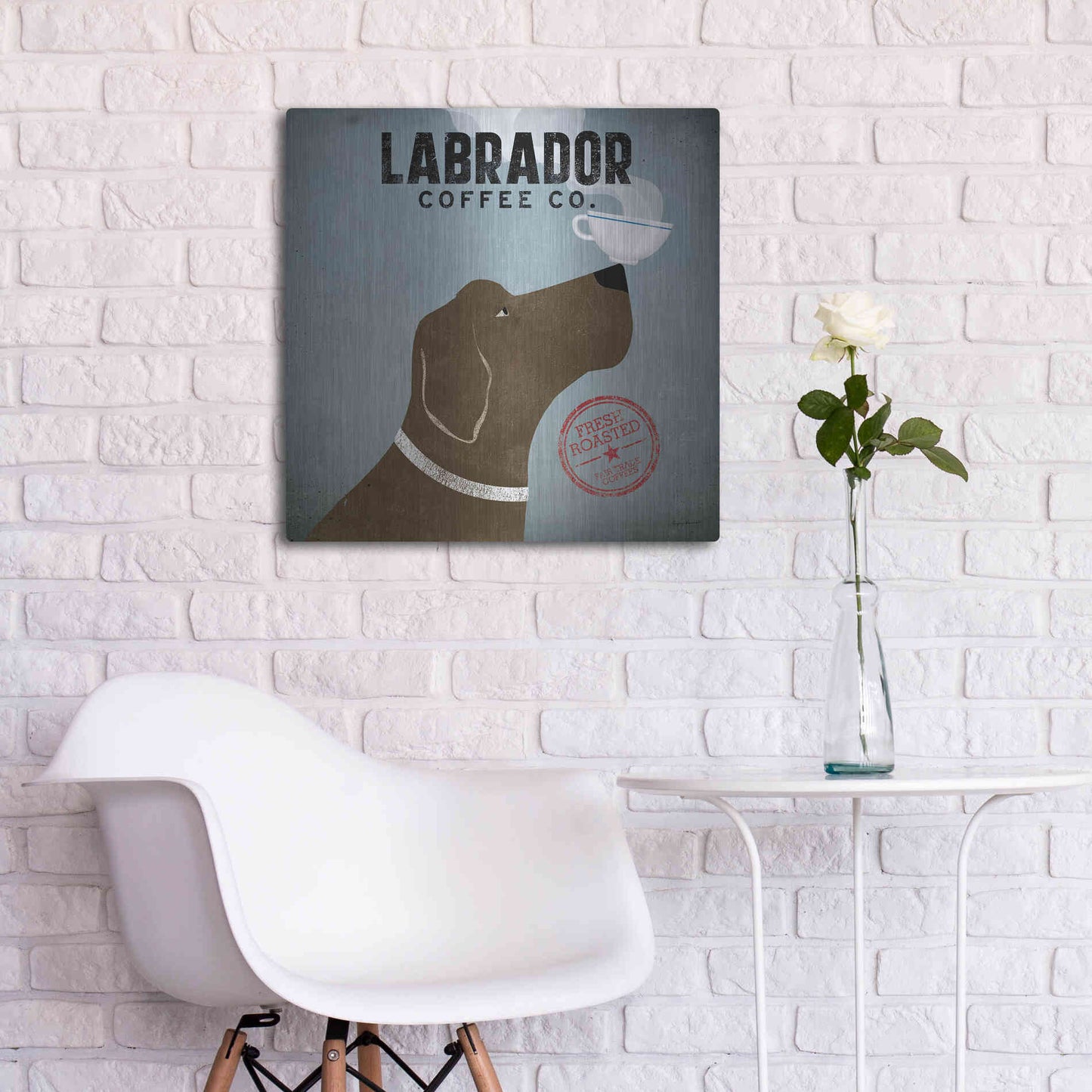Luxe Metal Art 'Labrador Coffee Co' by Ryan Fowler, Metal Wall Art,24x24