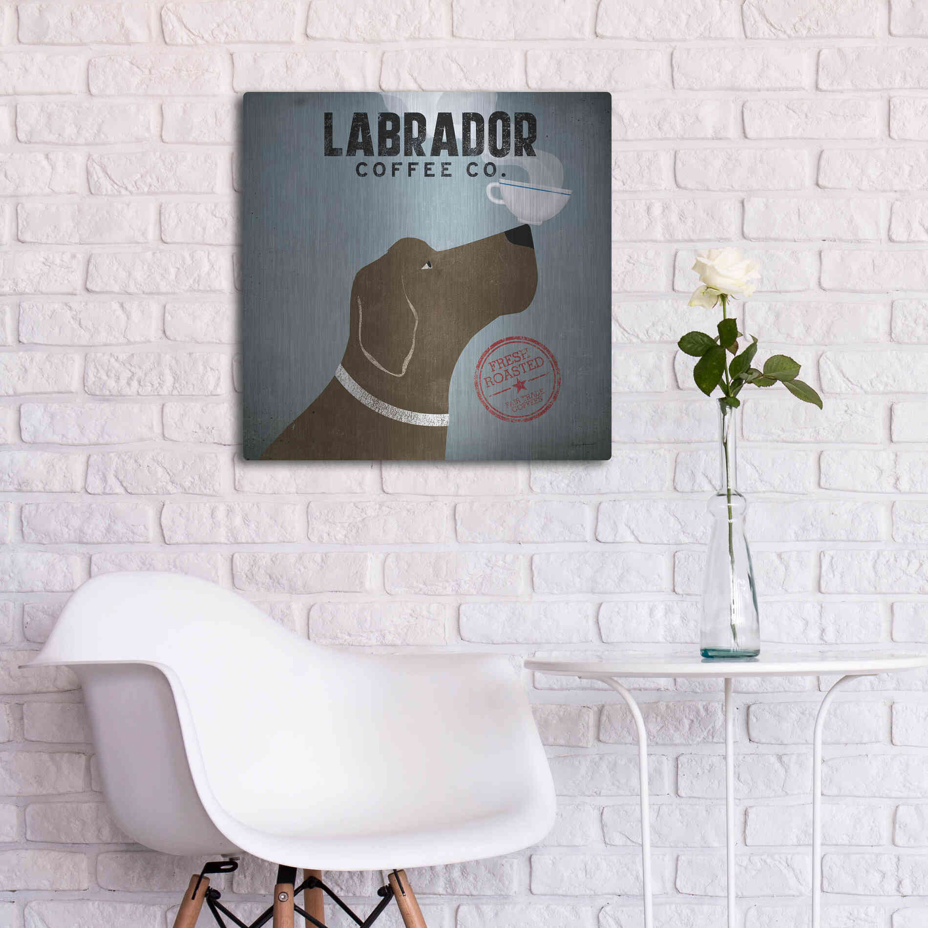 Luxe Metal Art 'Labrador Coffee Co' by Ryan Fowler, Metal Wall Art,24x24