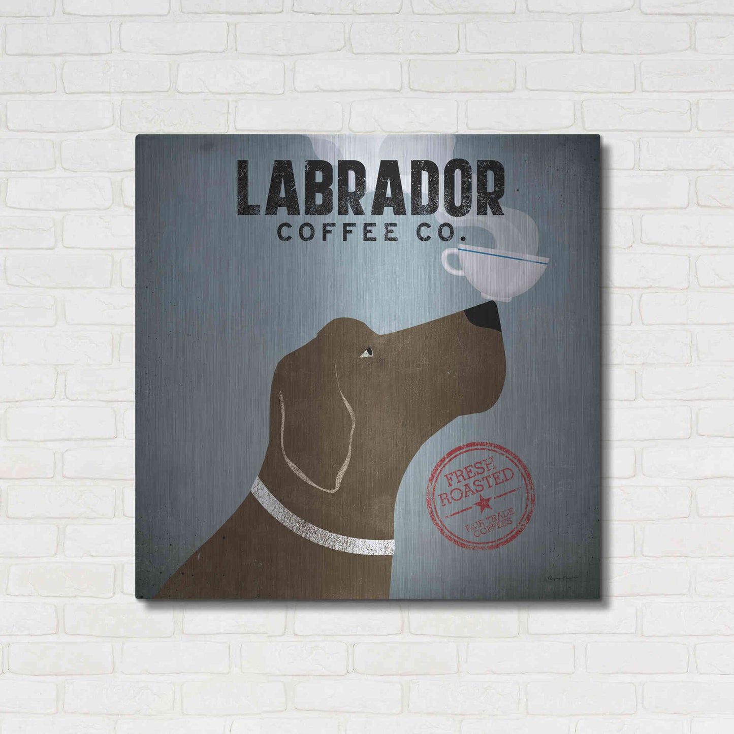 Luxe Metal Art 'Labrador Coffee Co' by Ryan Fowler, Metal Wall Art,36x36