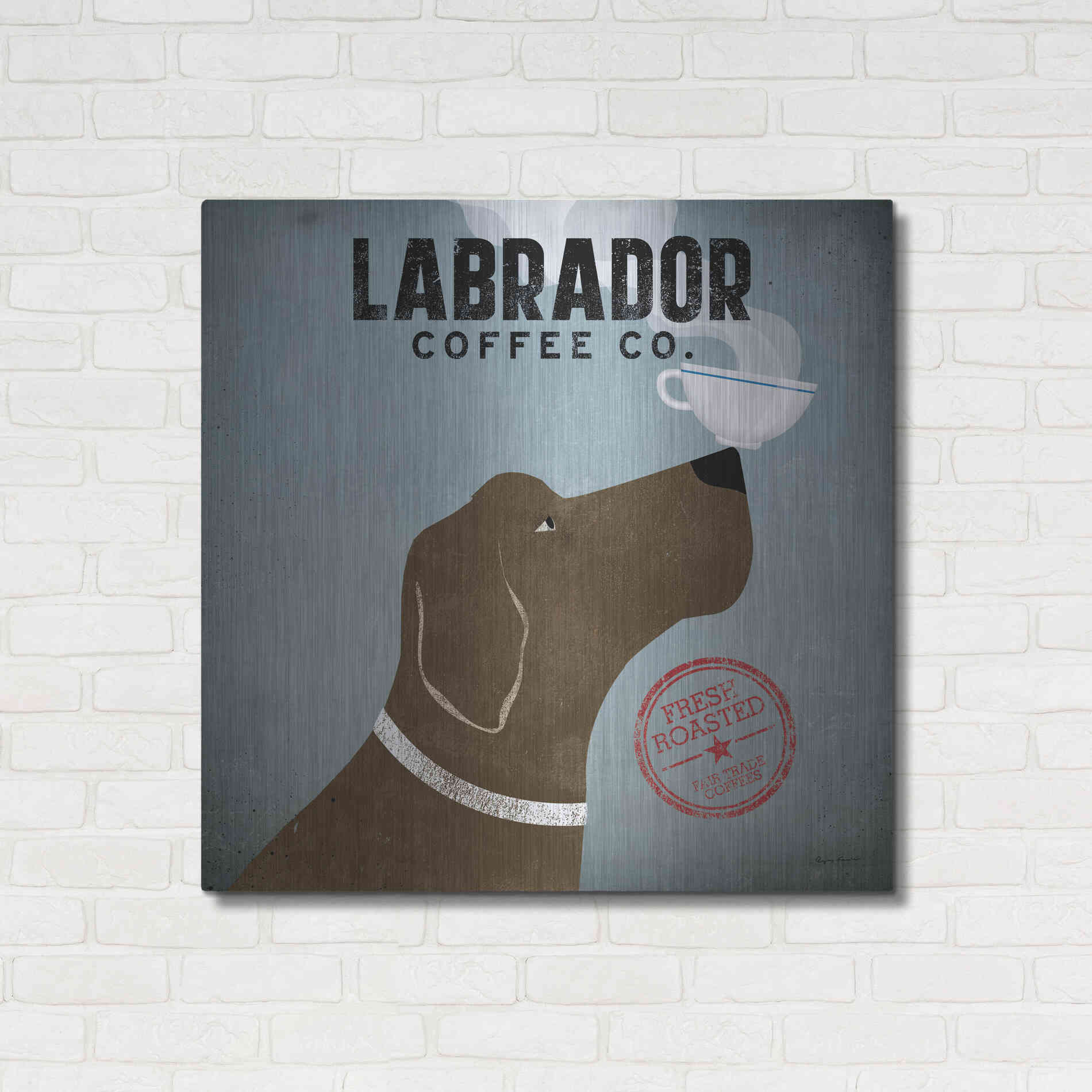 Luxe Metal Art 'Labrador Coffee Co' by Ryan Fowler, Metal Wall Art,36x36