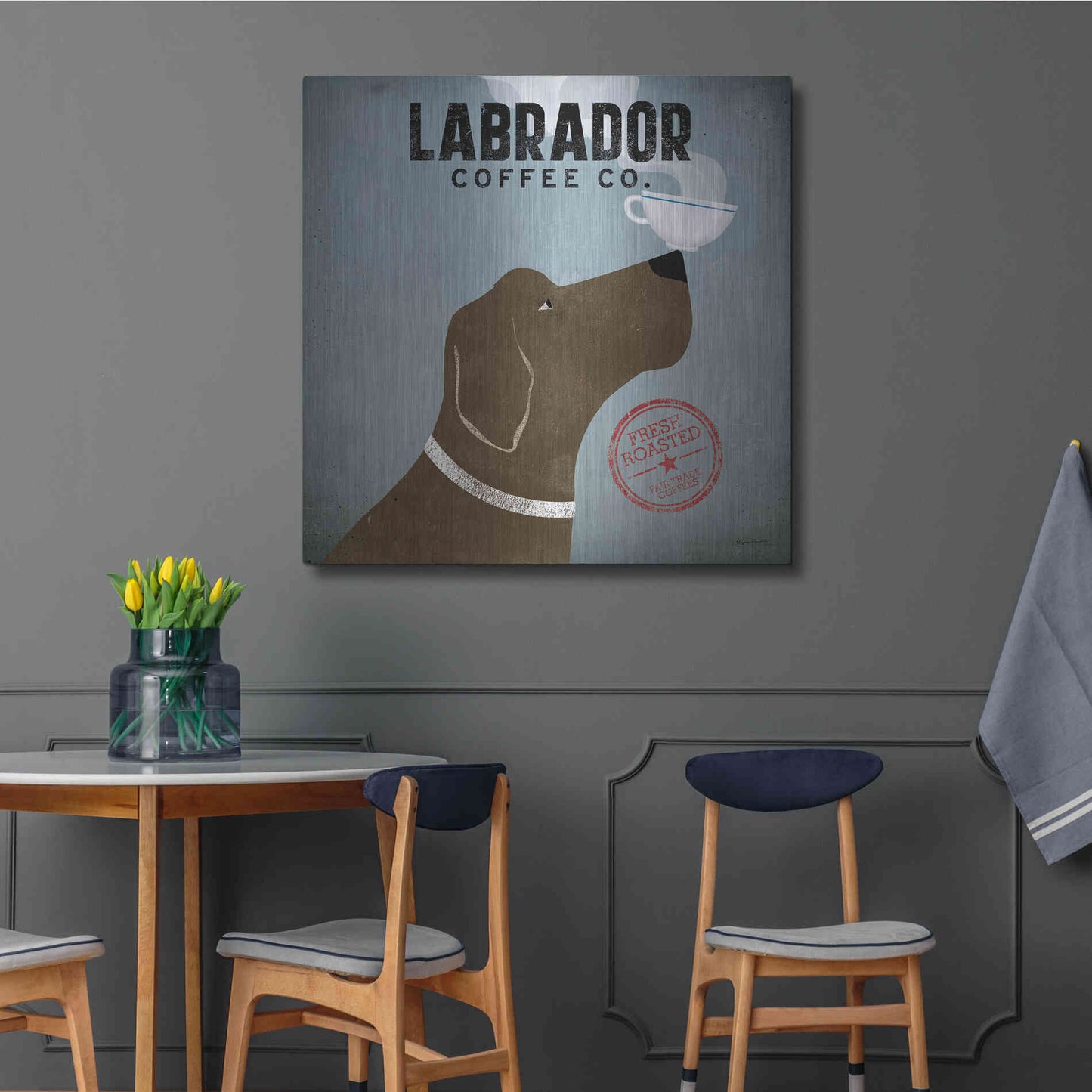 Luxe Metal Art 'Labrador Coffee Co' by Ryan Fowler, Metal Wall Art,36x36