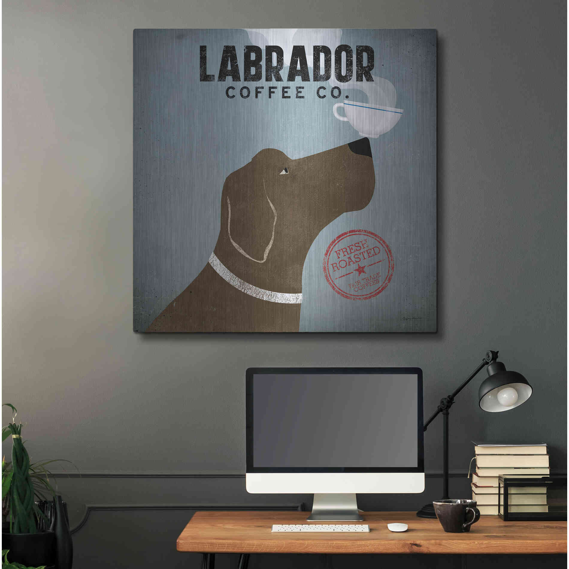 Luxe Metal Art 'Labrador Coffee Co' by Ryan Fowler, Metal Wall Art,36x36