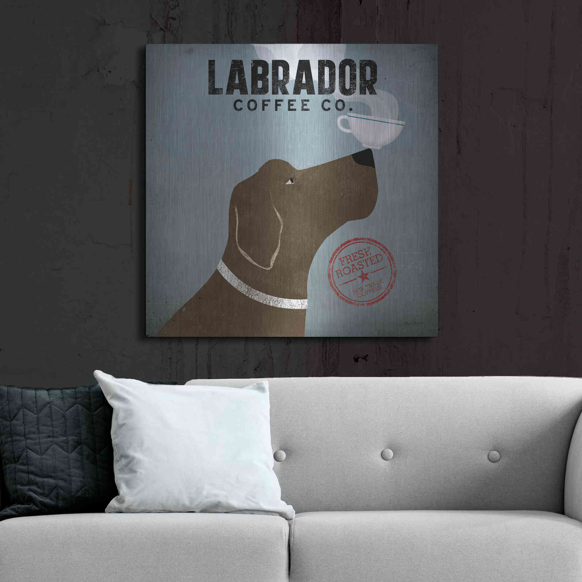 Luxe Metal Art 'Labrador Coffee Co' by Ryan Fowler, Metal Wall Art,36x36