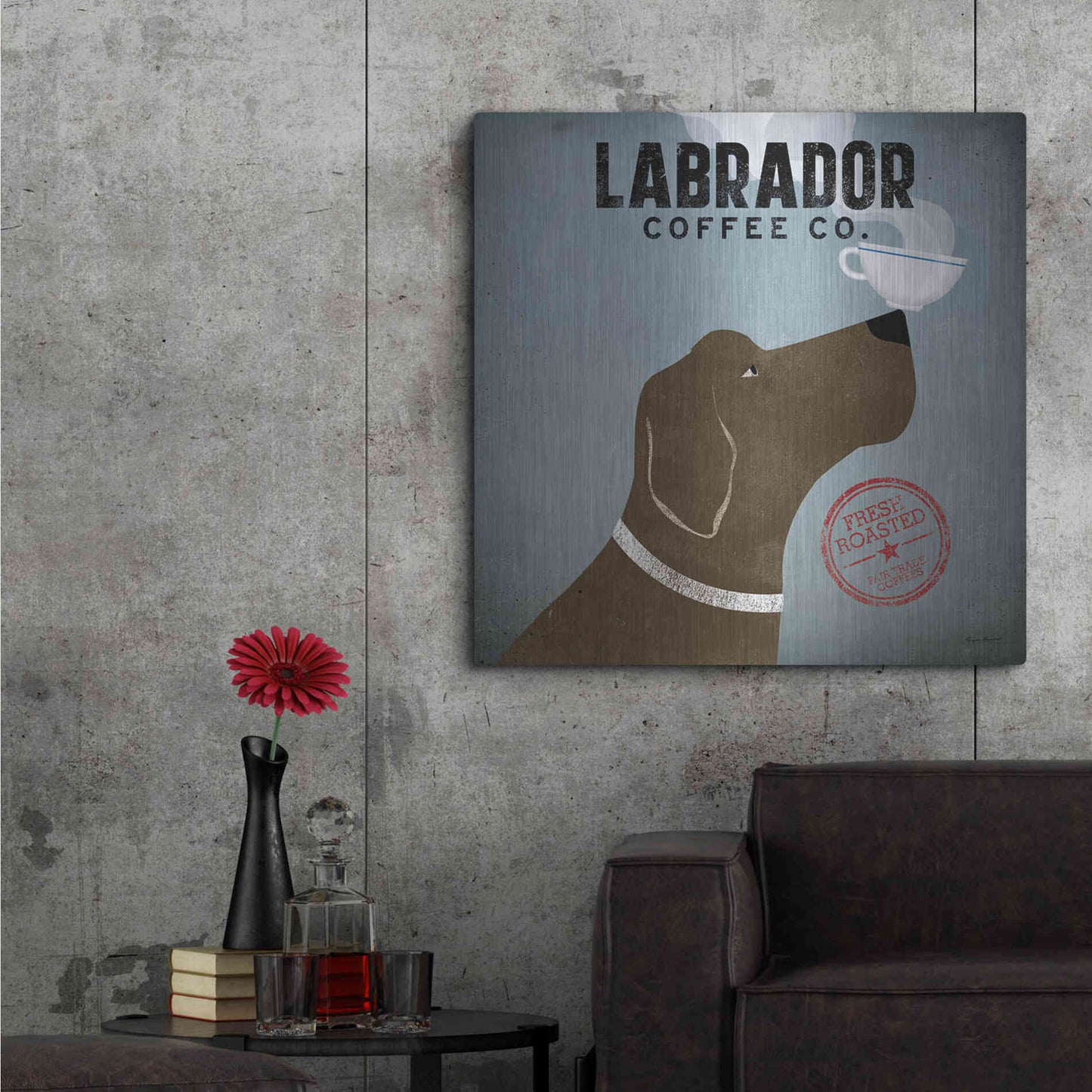 Luxe Metal Art 'Labrador Coffee Co' by Ryan Fowler, Metal Wall Art,36x36