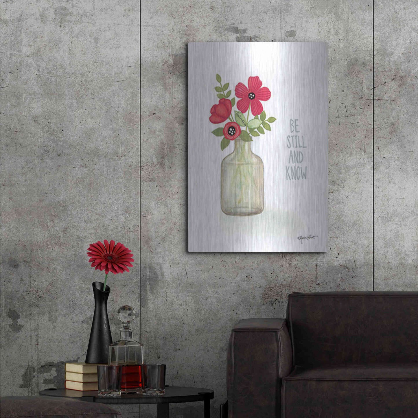 Luxe Metal Art 'Red Blossoms - Be Still' by Annie LaPoint, Metal Wall Art,24x36