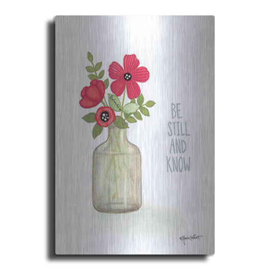 Luxe Metal Art 'Red Blossoms - Be Still' by Annie LaPoint, Metal Wall Art