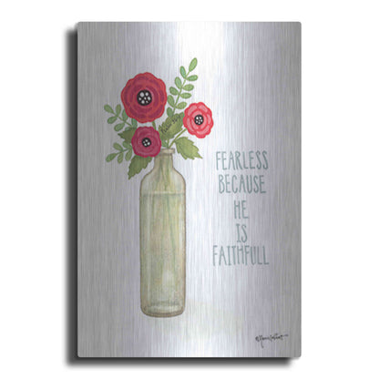 Luxe Metal Art 'Red Blossoms - Be Fearless' by Annie LaPoint, Metal Wall Art