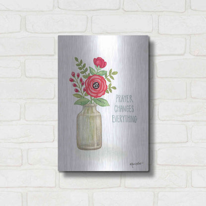 Luxe Metal Art 'Red Blossoms - It is Well' by Annie LaPoint, Metal Wall Art,12x16