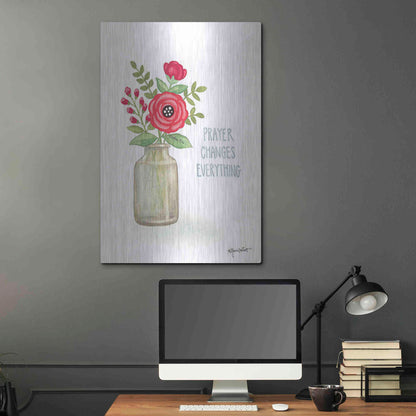 Luxe Metal Art 'Red Blossoms - It is Well' by Annie LaPoint, Metal Wall Art,24x36