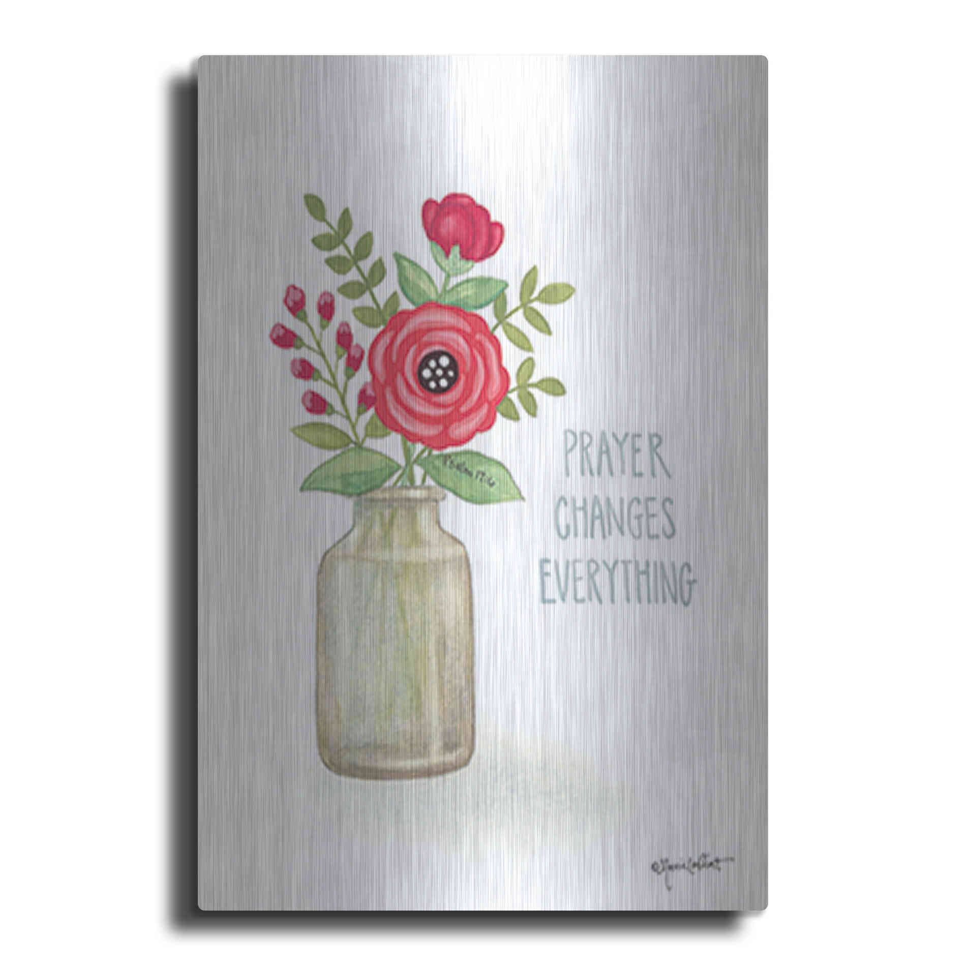 Luxe Metal Art 'Red Blossoms - It is Well' by Annie LaPoint, Metal Wall Art