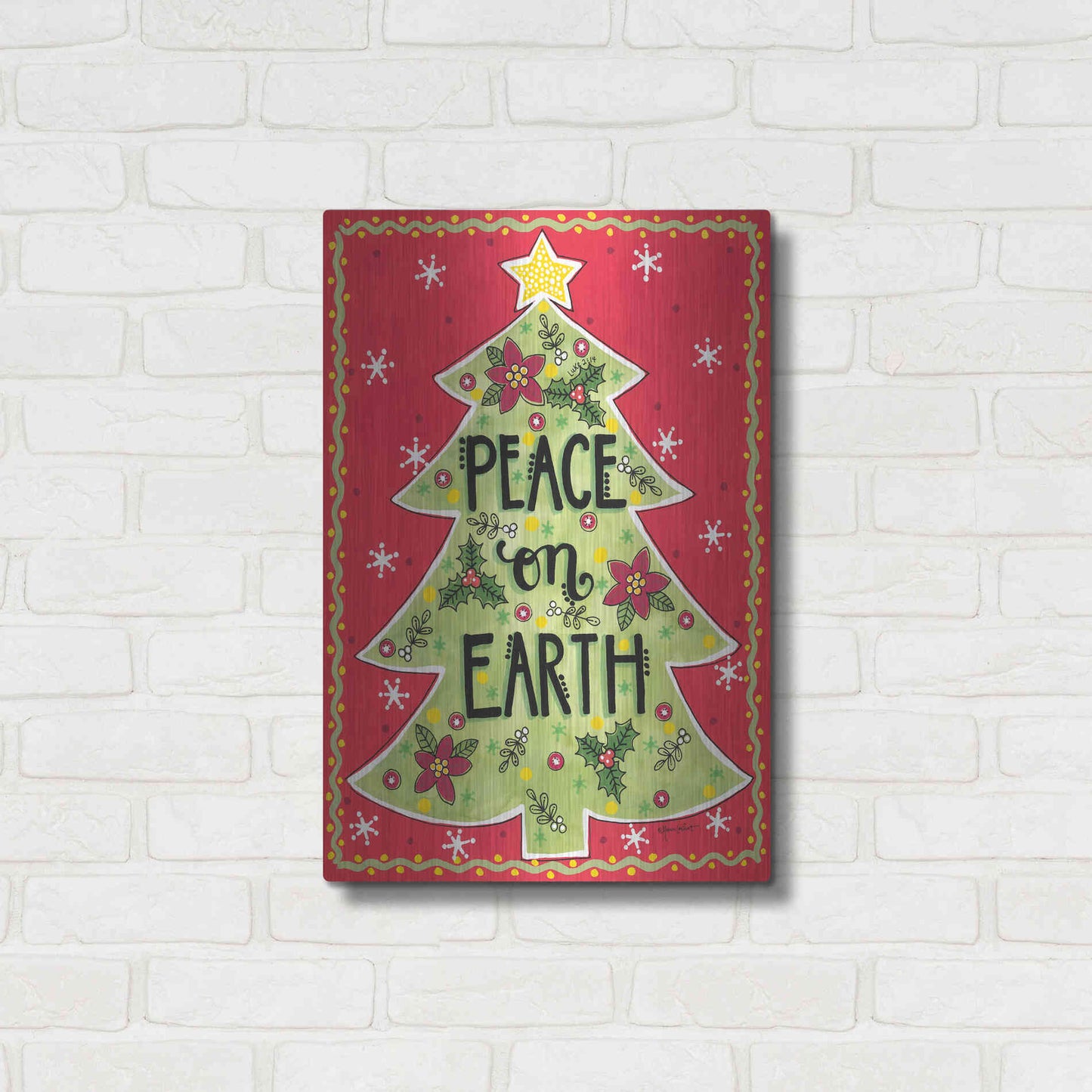 Luxe Metal Art 'Peace on Earth Tree' by Annie LaPoint, Metal Wall Art,16x24