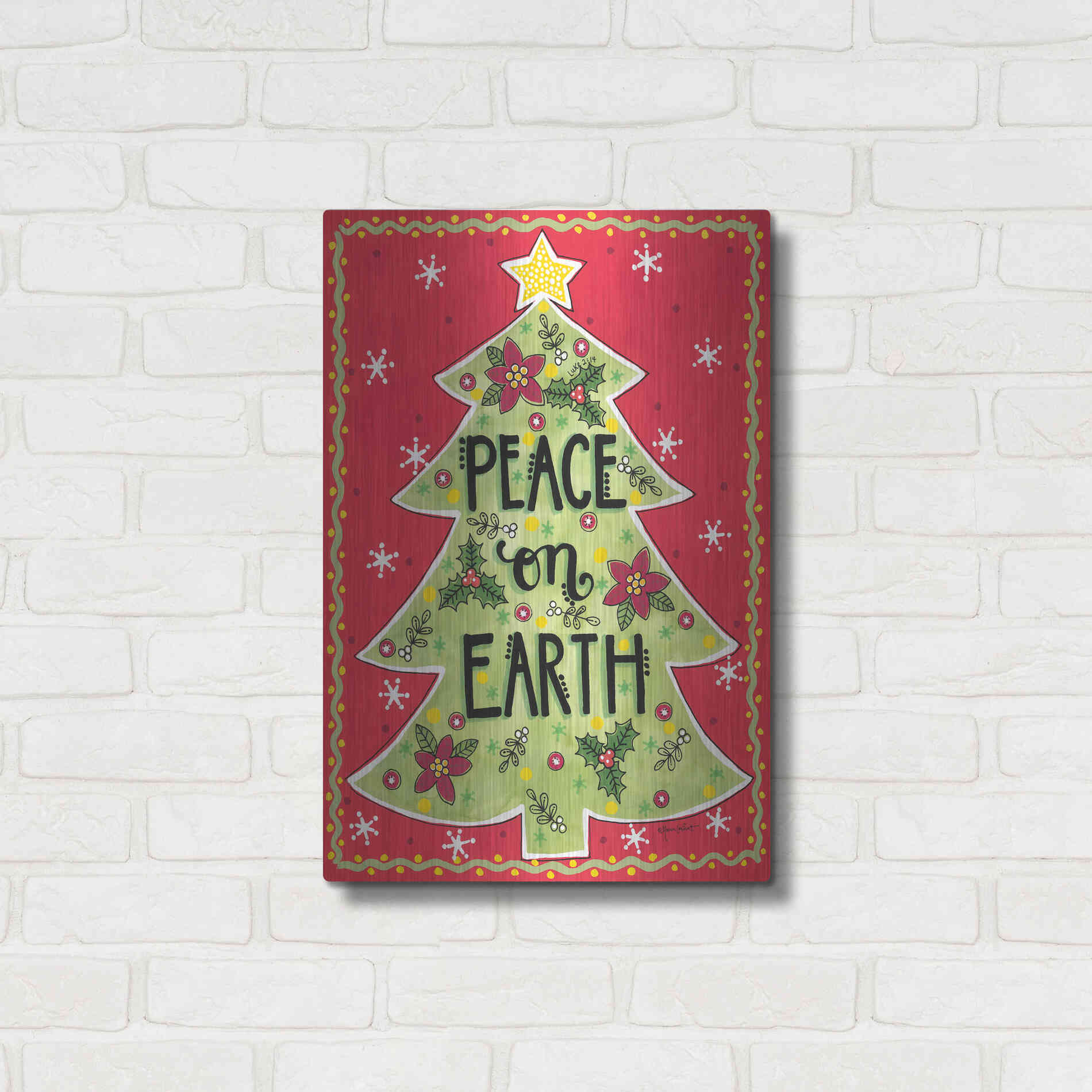 Luxe Metal Art 'Peace on Earth Tree' by Annie LaPoint, Metal Wall Art,16x24