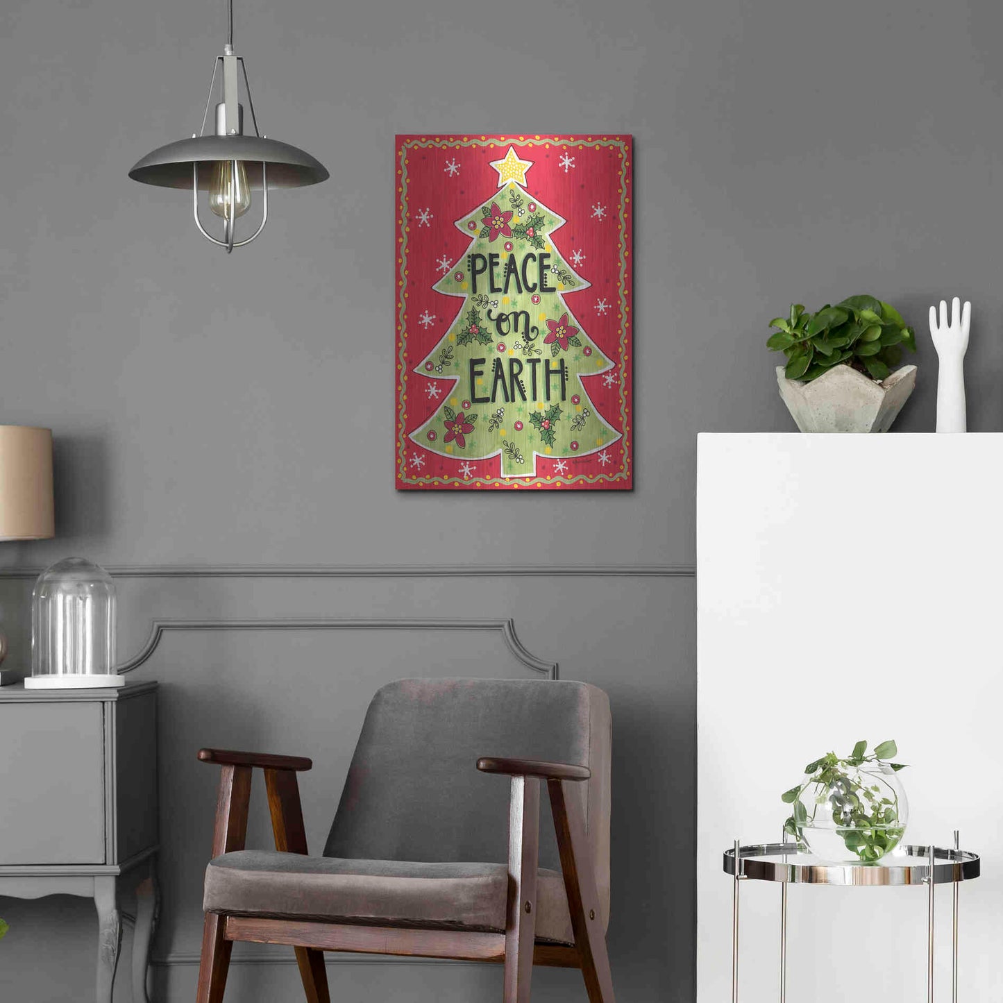 Luxe Metal Art 'Peace on Earth Tree' by Annie LaPoint, Metal Wall Art,16x24